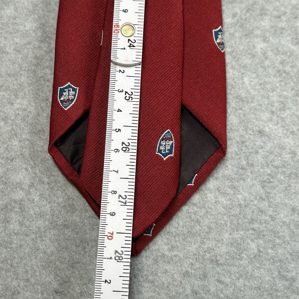 Vintage Pride of England Red Heraldic Crest Shield Tie Preppy Polyester 56x3.6 - Picture 5 of 6